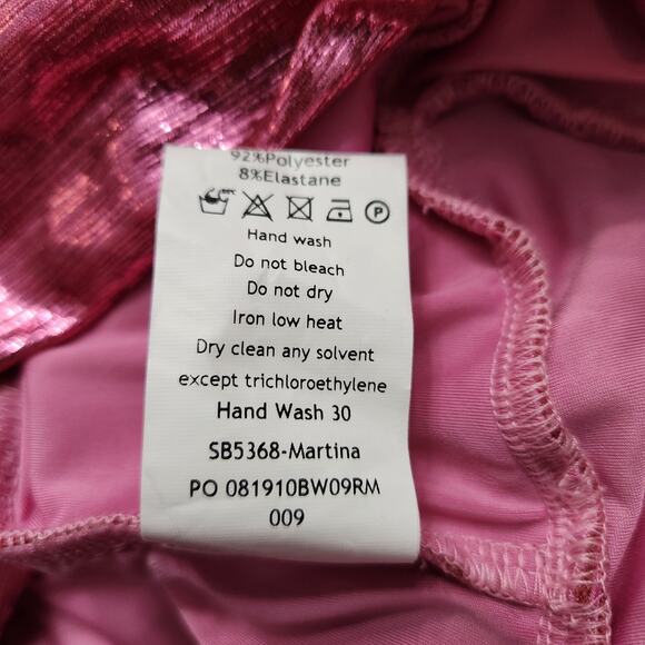 House of CB Martina Pink Metallic Draped Mini Dress Size XS - Picture 4 of 6